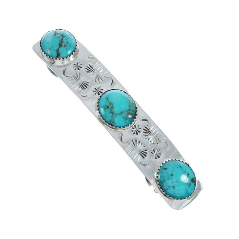 Navajo Native American Turquoise Sterling Silver Hair Barrette X11298